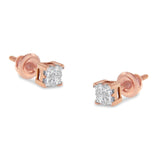 10K yellow gold ring with princess-cut diamond stones in a close setting thumbnail 1