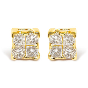 10KT Gold Princess Diamond Stud Earring (1/4 cttw, J-K Color, I1-I2 Clarity)-1