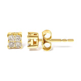 14K Yellow Gold 1/4 Cttw Invisible Set Princess-Cut Diamond Square Stud Earring (J-K Color, I1-I2 Clarity)-3 thumbnail 4