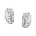 10K white gold hoop earrings with channel-set round diamond stones