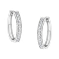 10K white gold hoop earrings with channel-set round diamond stones