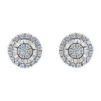 Sterling Silver Diamond Cluster Earrings (1 cttw, I-J Color, I2-I3 Clarity)