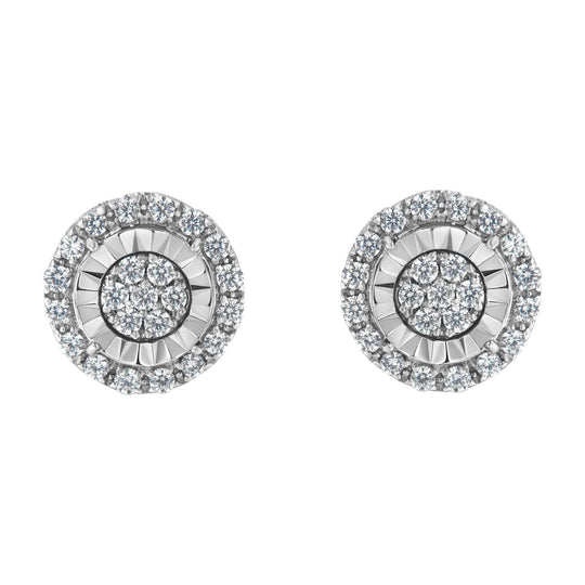 925 sterling silver cluster ring with round diamond stones, 1 carat total