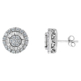 Sterling Silver Diamond Cluster Earrings (1 cttw, I-J Color, I2-I3 Clarity)-1 thumbnail 2