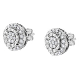 Sterling Silver Diamond Cluster Earrings (1 cttw, I-J Color, I2-I3 Clarity)-3 thumbnail 4