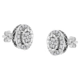Sterling Silver Diamond Cluster Earrings (1 cttw, I-J Color, I2-I3 Clarity)-4 thumbnail 5