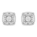 925 sterling silver stud earrings with round diamond double halo stones