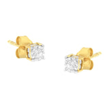 Yellow Plated Sterling Silver Diamond Stud Earring (1/4 cttw, I-J Color, I2-I3 Clarity)-0 thumbnail 1