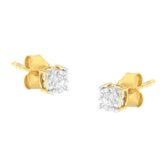 Yellow Plated Sterling Silver Diamond Stud Earring (1/4 cttw, I-J Color, I2-I3 Clarity)-0