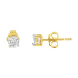 Yellow Plated Sterling Silver Diamond Stud Earring (1/4 cttw, I-J Color, I2-I3 Clarity)-1 thumbnail 2