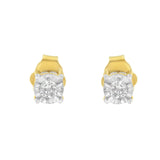 Yellow Plated Sterling Silver Diamond Stud Earring (1/4 cttw, I-J Color, I2-I3 Clarity)-3 thumbnail 4