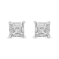 925 sterling silver stud earrings with 2 princess-cut diamond stones