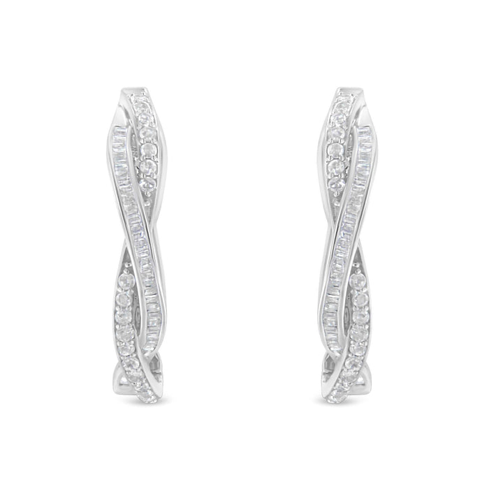 Sterling-Silver Diamond Hoop Earring (0.75 cttw, I-J Color, I2-I3 Clarity)