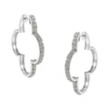 .925 Sterling Silver 1.0 cttw Diamond 4 Leaf Clover Shape Hoop Earrings(I-J Color, I3 Clarity)-0