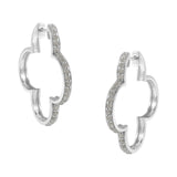 .925 Sterling Silver 1.0 cttw Diamond 4 Leaf Clover Shape Hoop Earrings(I-J Color, I3 Clarity)-0 thumbnail 1