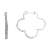 .925 Sterling Silver 1.0 cttw Diamond 4 Leaf Clover Shape Hoop Earrings(I-J Color, I3 Clarity)-1 thumbnail 2