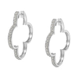 .925 Sterling Silver 1.0 cttw Diamond 4 Leaf Clover Shape Hoop Earrings(I-J Color, I3 Clarity)-3 thumbnail 4