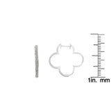 .925 Sterling Silver 1.0 cttw Diamond 4 Leaf Clover Shape Hoop Earrings(I-J Color, I3 Clarity)-4 thumbnail 5