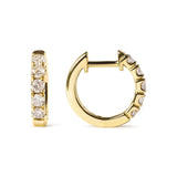 10K Yellow Gold 1/2 Cttw Round-Cut Diamond Hoop Earrings-3 thumbnail 4