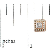 14K Rose Gold Plated .925 Sterling Silver 1/2 Cttw Diamond Halo Square-Shaped Frame Stud Earring (I-J Color, I3 Clarity)