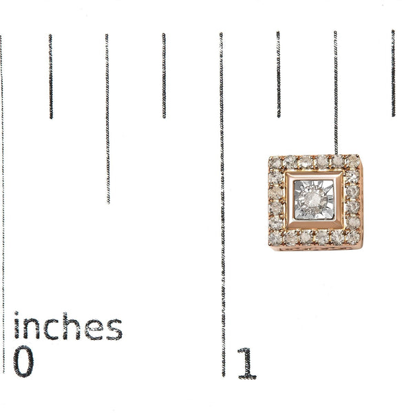14K Rose Gold Plated .925 Sterling Silver 1/2 Cttw Diamond Halo Square-Shaped Frame Stud Earring (I-J Color, I3 Clarity)