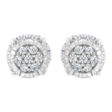 .925 Sterling Silver 1/3 cttw Round-cut Diamond Floral Stud Earring (I-J Clarity, I3 Color)-0 thumbnail 1