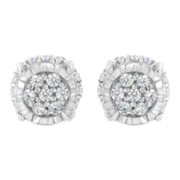 .925 Sterling Silver 1/3 cttw Round-cut Diamond Floral Stud Earring (I-J Clarity, I3 Color)