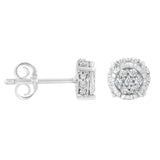 .925 Sterling Silver 1/3 cttw Round-cut Diamond Floral Stud Earring (I-J Clarity, I3 Color)-1 thumbnail 2