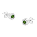 925 sterling silver stud earrings with round green diamond miracle-set stones