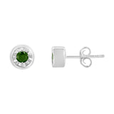 .925 Sterling Silver 1/5 Cttw Round Brilliant-Cut Green Diamond Miracle-Set Stud Earrings (Fancy Color-Enhanced, I1-I2 Clarity)-1 thumbnail 2