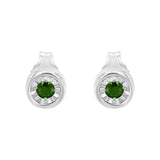 .925 Sterling Silver 1/5 Cttw Round Brilliant-Cut Green Diamond Miracle-Set Stud Earrings (Fancy Color-Enhanced, I1-I2 Clarity)-3 thumbnail 4