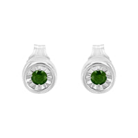 .925 Sterling Silver 1/5 Cttw Round Brilliant-Cut Green Diamond Miracle-Set Stud Earrings (Fancy Color-Enhanced, I1-I2 Clarity)