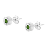 .925 Sterling Silver 1/5 Cttw Round Brilliant-Cut Green Diamond Miracle-Set Stud Earrings (Fancy Color-Enhanced, I1-I2 Clarity)-4 thumbnail 5