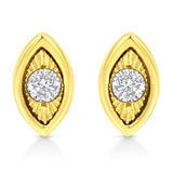 10K Yellow Gold Plated .925 Sterling Silver 1/10 Cttw Miracle-Set Diamond Stud Earrings - Choice of Shapes-6 thumbnail 7