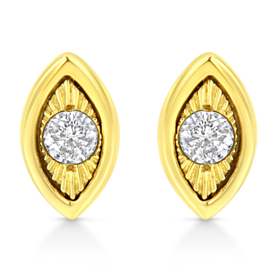 10K Yellow Gold Plated .925 Sterling Silver 1/10 Cttw Miracle-Set Diamond Stud Earrings - Choice of Shapes