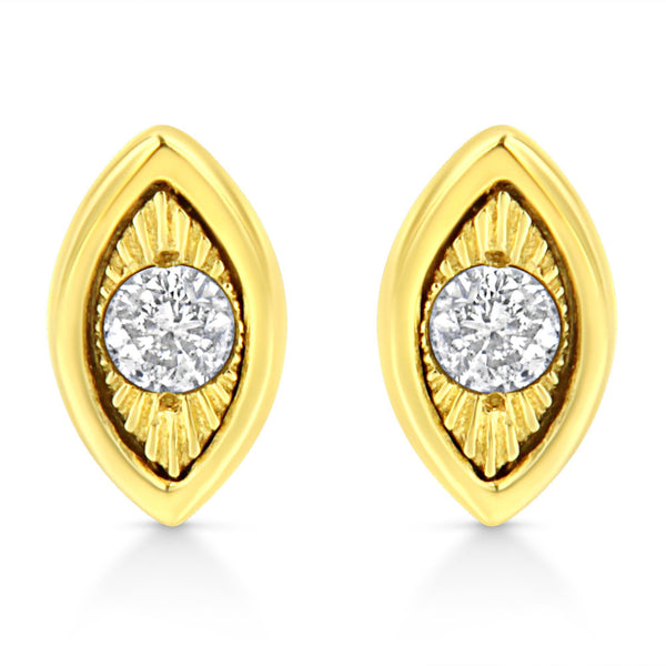 10K Yellow Gold Plated .925 Sterling Silver 1/10 Cttw Miracle-Set Diamond Stud Earrings - Choice of Shapes