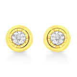 10K Yellow Gold Plated .925 Sterling Silver 1/10 Cttw Miracle-Set Diamond Stud Earrings - Choice of Shapes-5 thumbnail 6