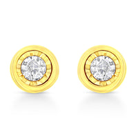 10K Yellow Gold Plated .925 Sterling Silver 1/10 Cttw Miracle-Set Diamond Stud Earrings - Choice of Shapes