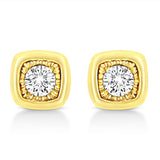 10K Yellow Gold Plated .925 Sterling Silver 1/10 Cttw Miracle-Set Diamond Stud Earrings - Choice of Shapes-3 thumbnail 4