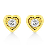 10K Yellow Gold Plated .925 Sterling Silver 1/10 Cttw Miracle-Set Diamond Stud Earrings - Choice of Shapes-1 thumbnail 2