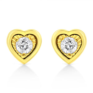 10K Yellow Gold Plated .925 Sterling Silver 1/10 Cttw Miracle-Set Diamond Stud Earrings - Choice of Shapes-1