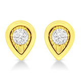 10K Yellow Gold Plated .925 Sterling Silver 1/10 Cttw Miracle-Set Diamond Stud Earrings - Choice of Shapes-4 thumbnail 5