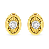 10K Yellow Gold Plated .925 Sterling Silver 1/10 Cttw Miracle-Set Diamond Stud Earrings - Choice of Shapes-2 thumbnail 3