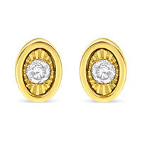 10K Yellow Gold Plated .925 Sterling Silver 1/10 Cttw Miracle-Set Diamond Stud Earrings - Choice of Shapes