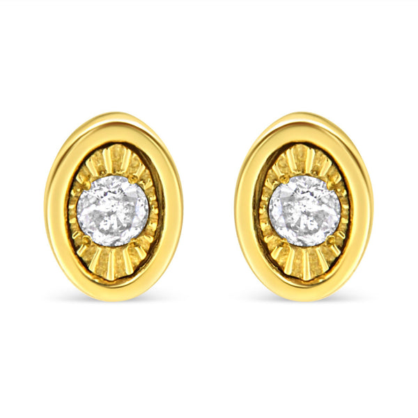 10K Yellow Gold Plated .925 Sterling Silver 1/10 Cttw Miracle-Set Diamond Stud Earrings - Choice of Shapes
