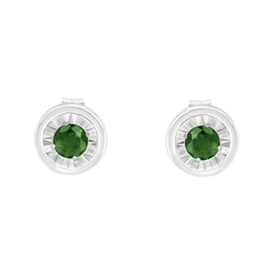 .925 Sterling Silver 1/4 Cttw Round Brilliant-Cut Green Diamond Miracle-Set Stud Earrings (Fancy Color-Enhanced, I1-I2 Clarity)-1
