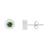.925 Sterling Silver 1/4 Cttw Round Brilliant-Cut Green Diamond Miracle-Set Stud Earrings (Fancy Color-Enhanced, I1-I2 Clarity)-3 thumbnail 4