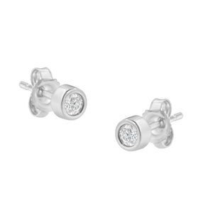 10K Gold 0.15 Cttw Round Brilliant-Cut Near Colorless Diamond Bezel-Set Stud Earrings (H-I Color, I1-I2 Clarity)-1
