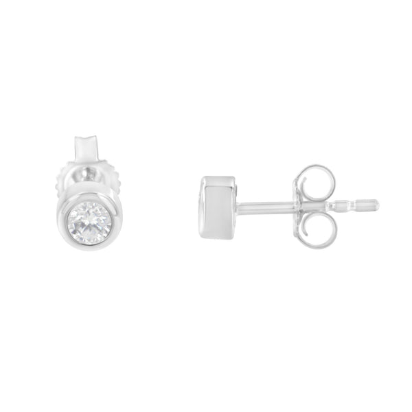 10K Gold 1/5 Cttw Round Brilliant-Cut Near Colorless Diamond Bezel-Set Stud Earrings (H-I Color, I1-I2 Clarity)