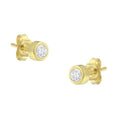 10K yellow gold ring with round bezel-set near colorless diamond stones